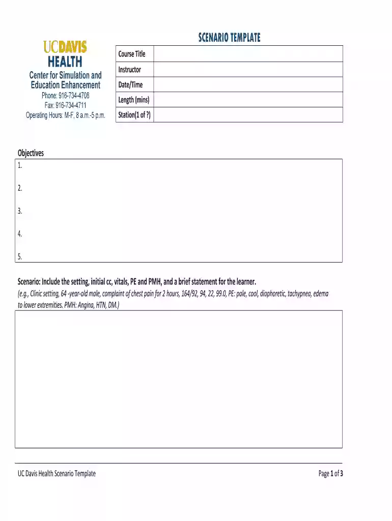 scenario template - UC Davis Health Preview on Page 1