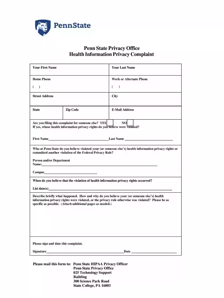 Penn State Privacy Office Preview on Page 1