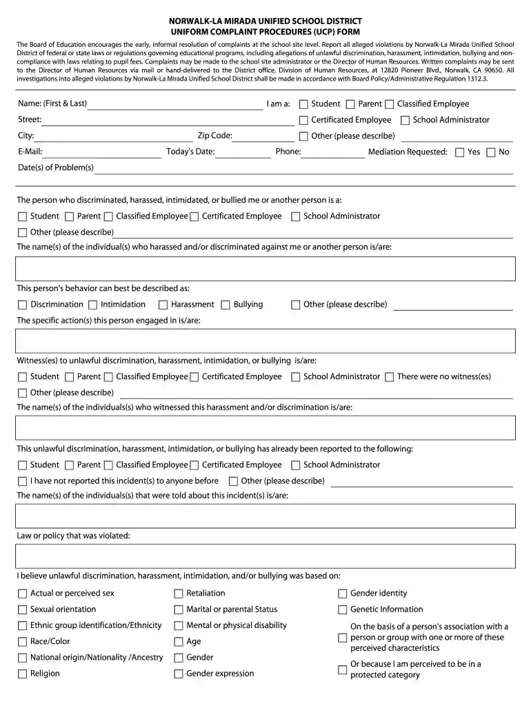 Uniform Complaint Procedures - Complaint Procedures (CA Dept Preview on Page 1