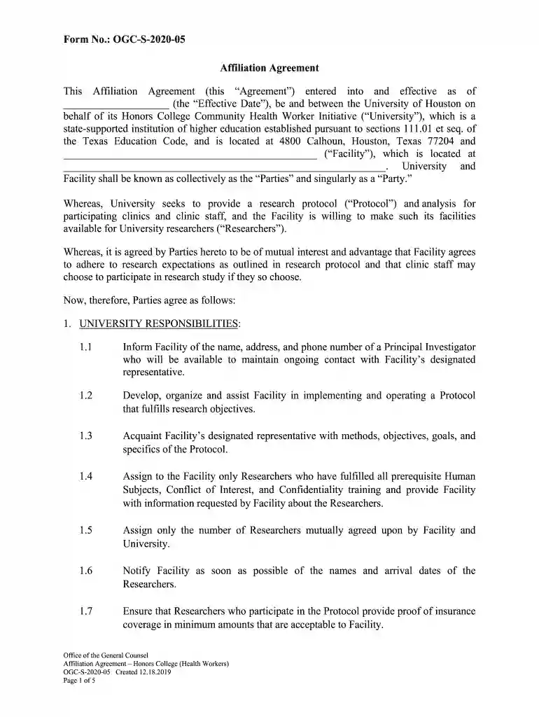Affiliate Agreement - Form and Sample Documents Preview on Page 1