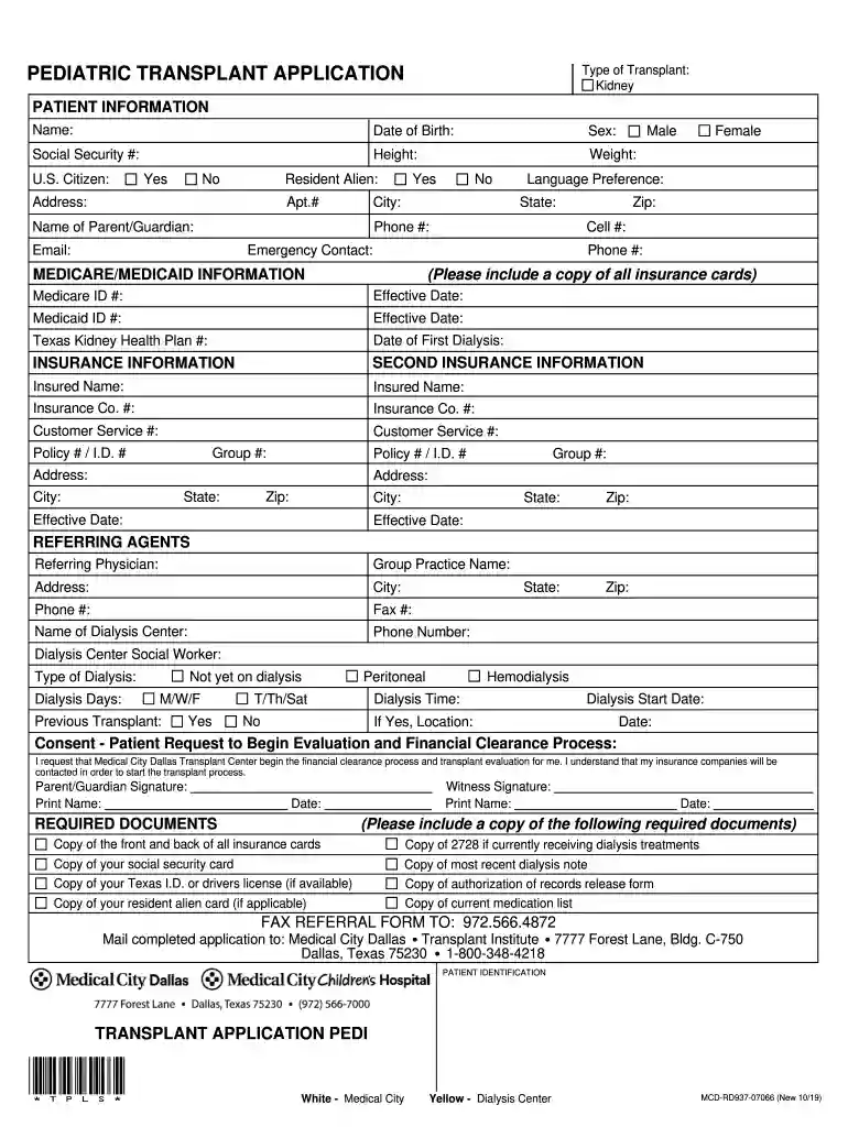 medical city transplant application Preview on Page 1