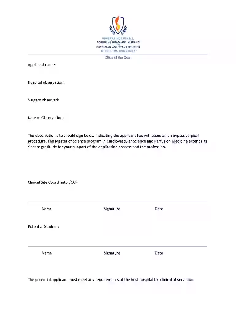 hofstra observation form Preview on Page 1