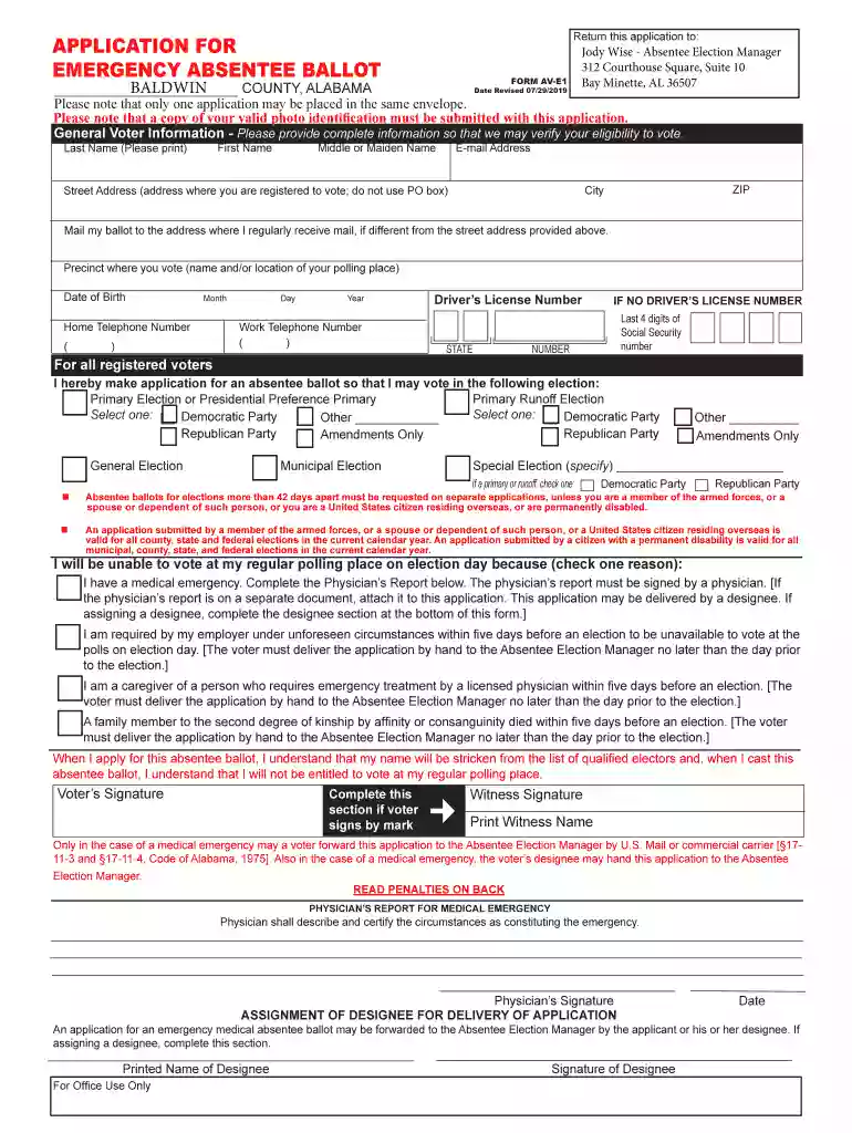 emergency ballot form Preview on Page 1