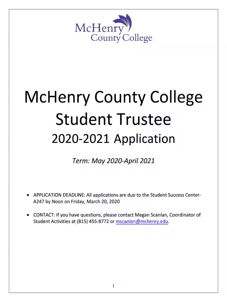Student Trustee Application Student Trustee Application Preview on Page 1