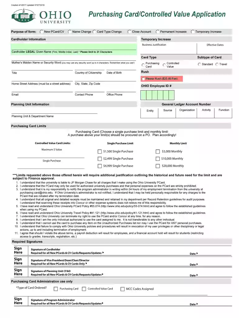 New PCard CV Preview on Page 1