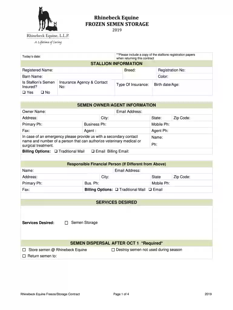 Medical office registration form - Rhinebeck Equine Preview on Page 1