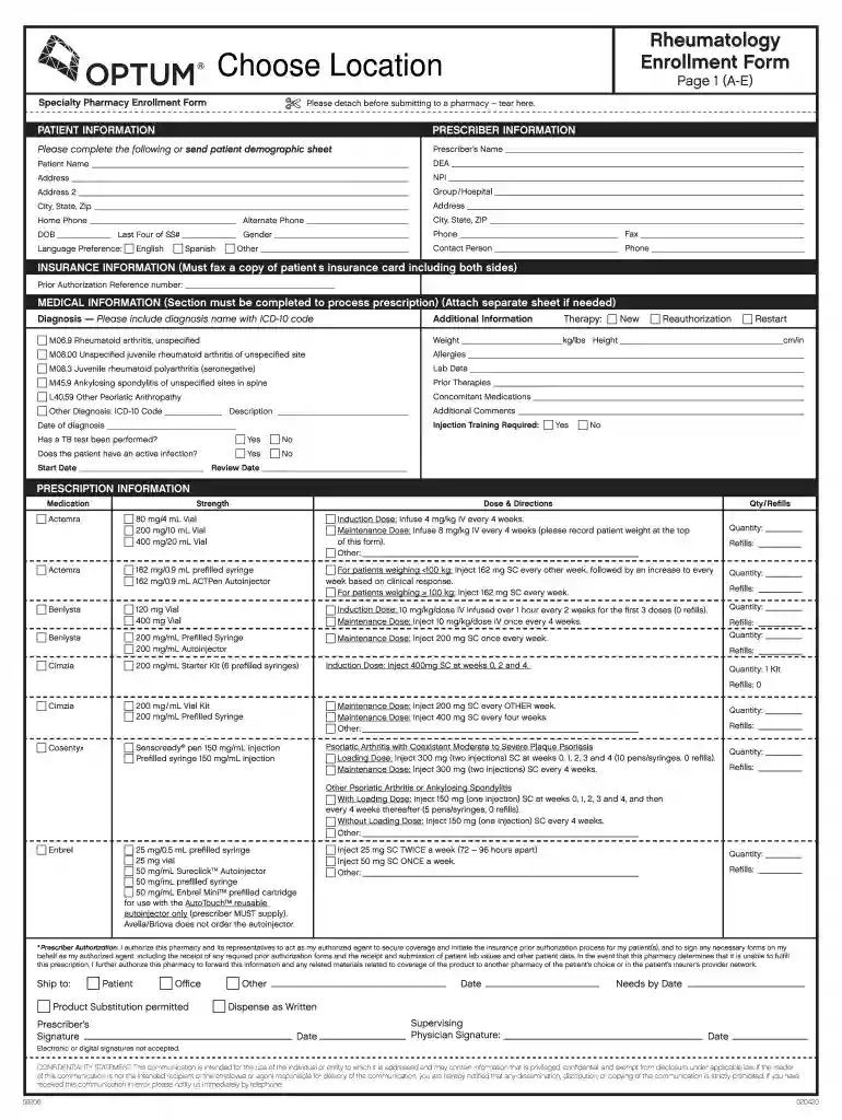 rinvoq complete enrollment form Preview on Page 1