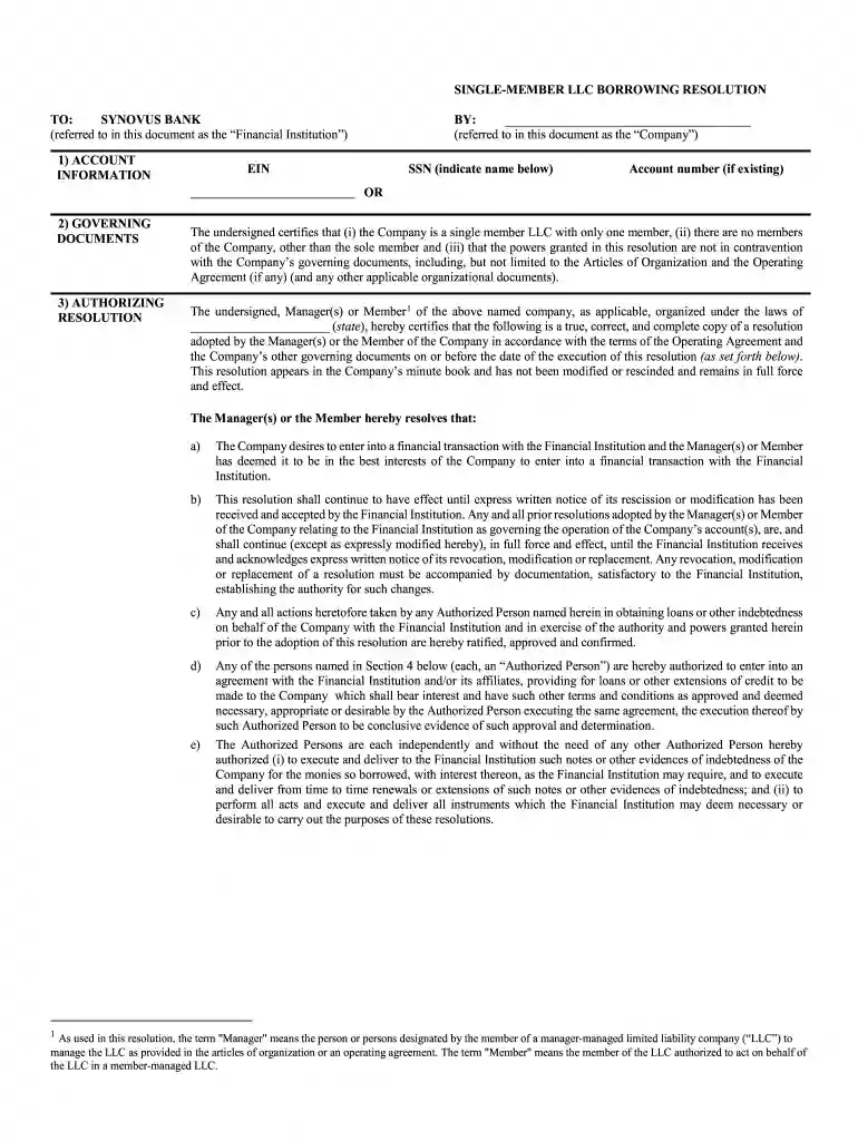 unanimous consent and resolution to borrow Preview on Page 1