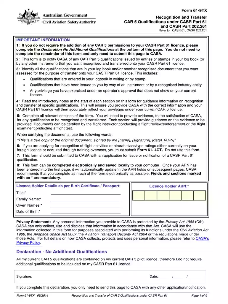 casa form 61 9tx Preview on Page 1