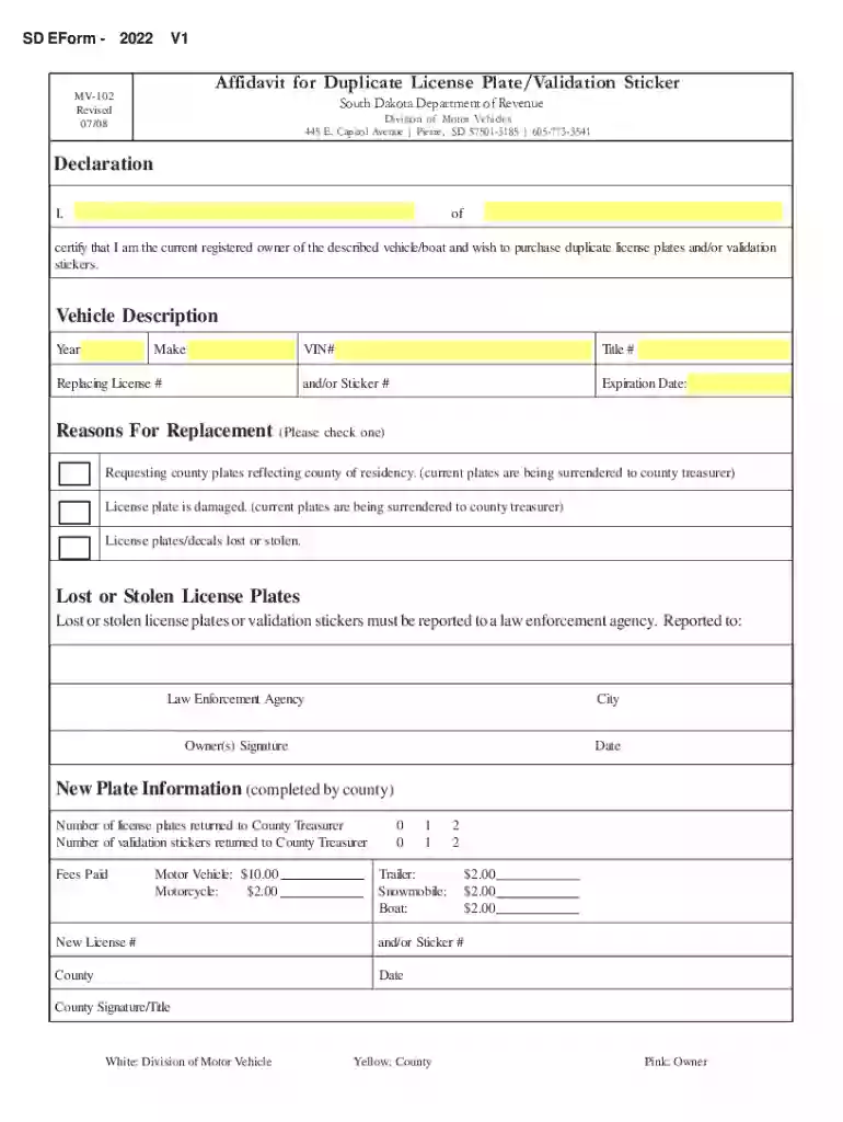 Affidavit for Duplicate License Plates Sticker pmd Preview on Page 1