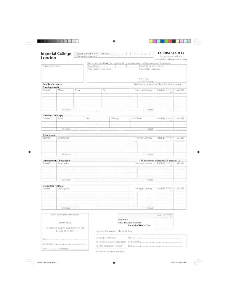 e1 expense Preview on Page 1