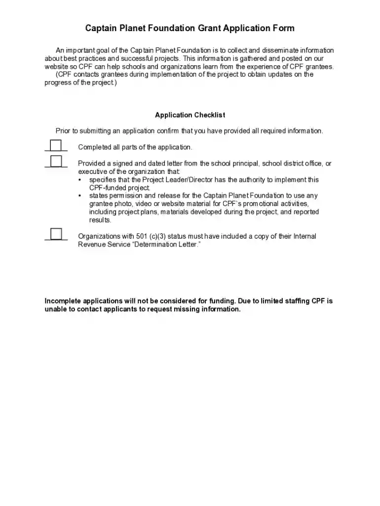 foundation grant application Preview on Page 1