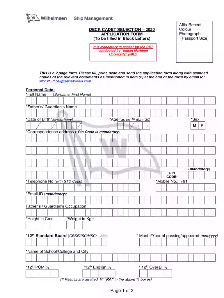 wilhelmsen ship management application form Preview on Page 1