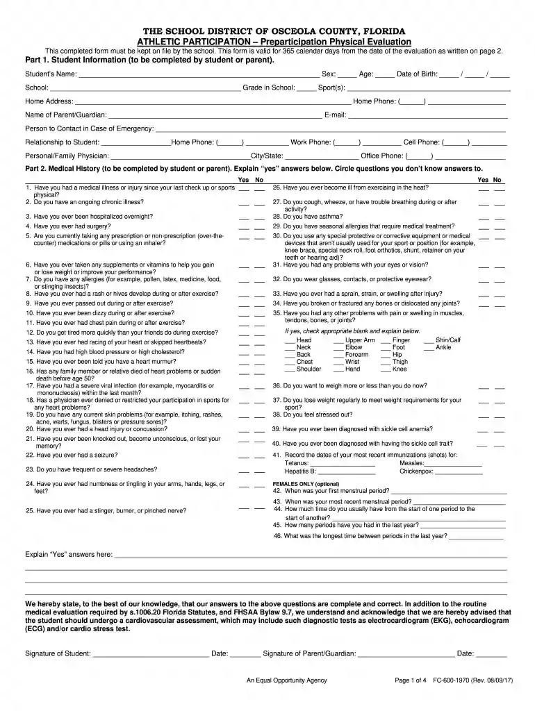 florida sports physical form 2024 Preview on Page 1