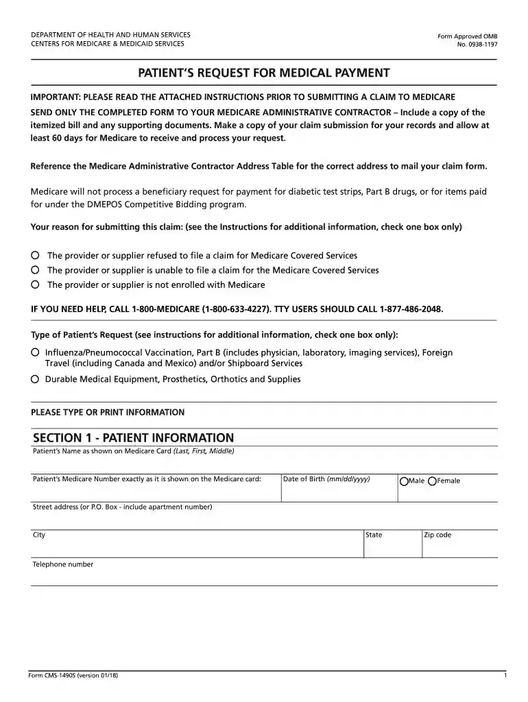 IMPORTANT: PLEASE READ THE ATTACHED INSTRUCTIONS PRIOR TO SUBMITTING A CLAIM TO MEDICARE Preview on Page 1