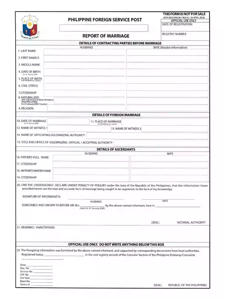 report of marriage psa sample Preview on Page 1