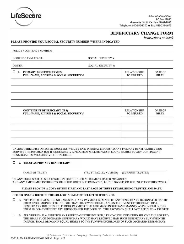 beneficiary address Preview on Page 1