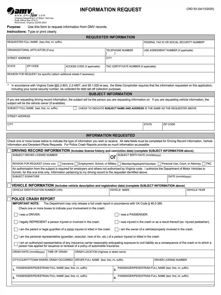 virginia dmv vehicle transcript Preview on Page 1