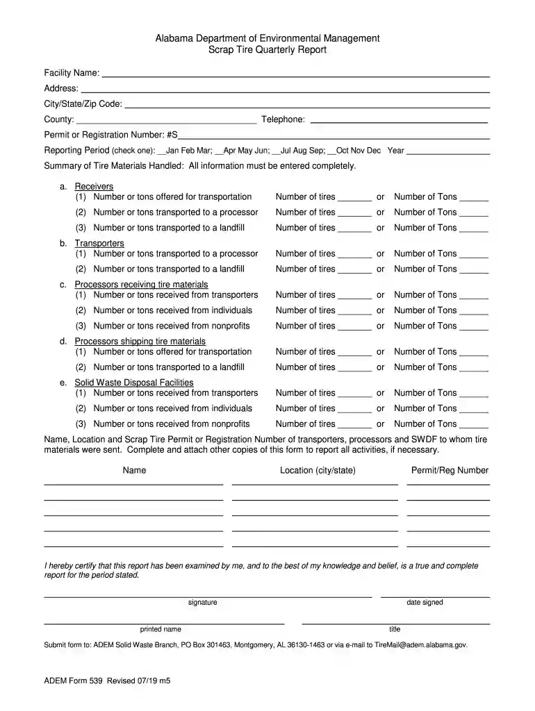 adem form 539 Preview on Page 1