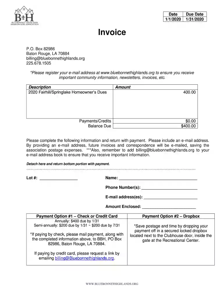 bluebonnet invoice Preview on Page 1