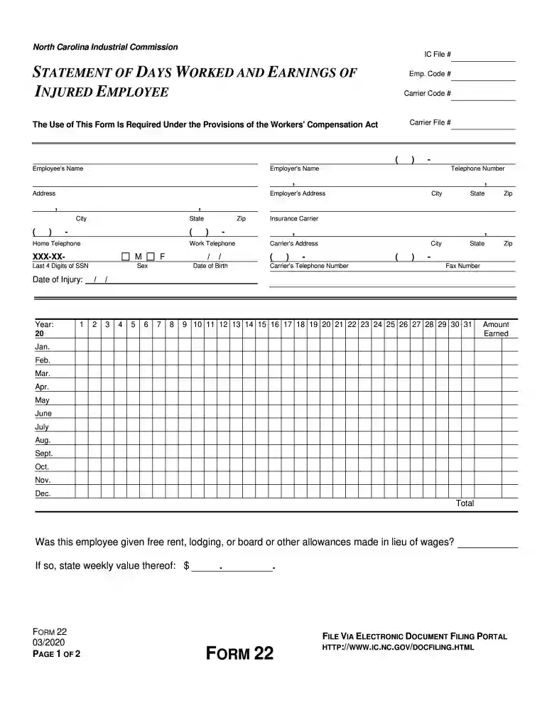 form 22 pdf Preview on Page 1