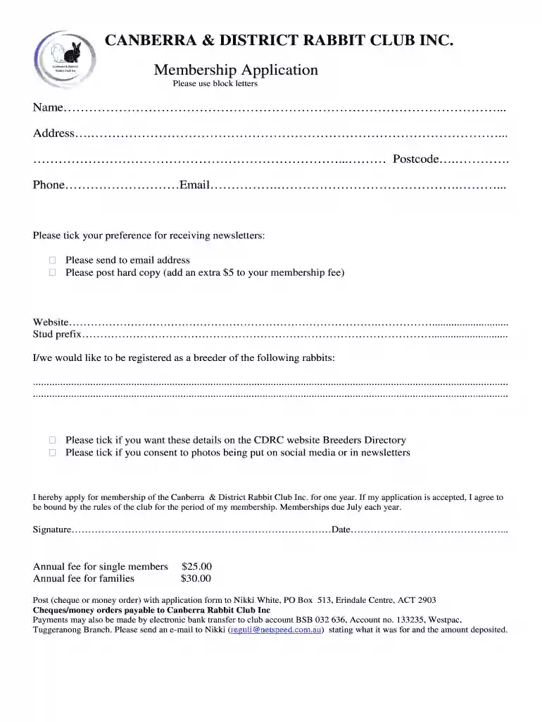 CANBERRA & DISTRICT RABBIT CLUB INC. Preview on Page 1