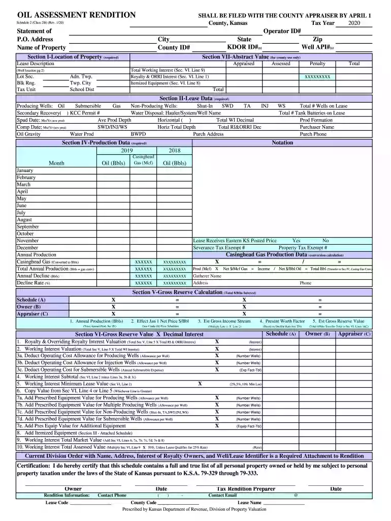 Oil Rendition - Kansas Department of Revenue Preview on Page 1