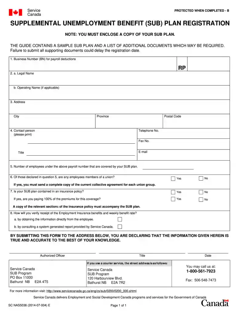canada plan registration Preview on Page 1