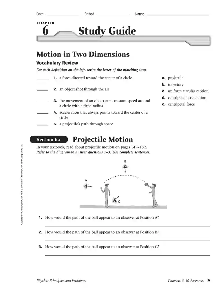 Chapter 6-10 Resources Physics Principles and Problems Preview on Page 1