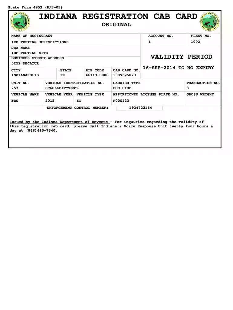 cab card example Preview on Page 1