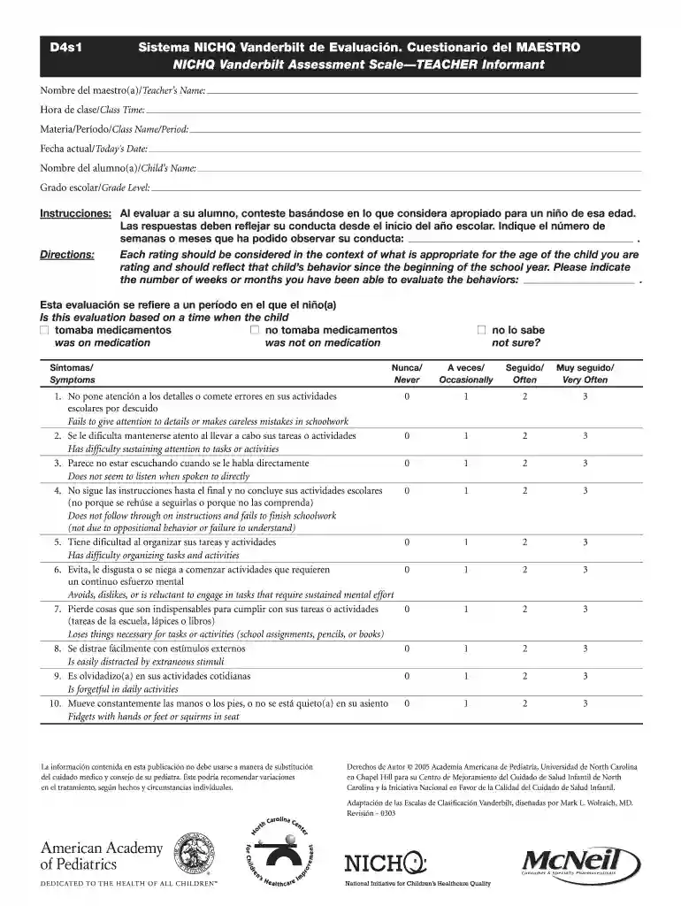 adhd assessment form Preview on Page 1