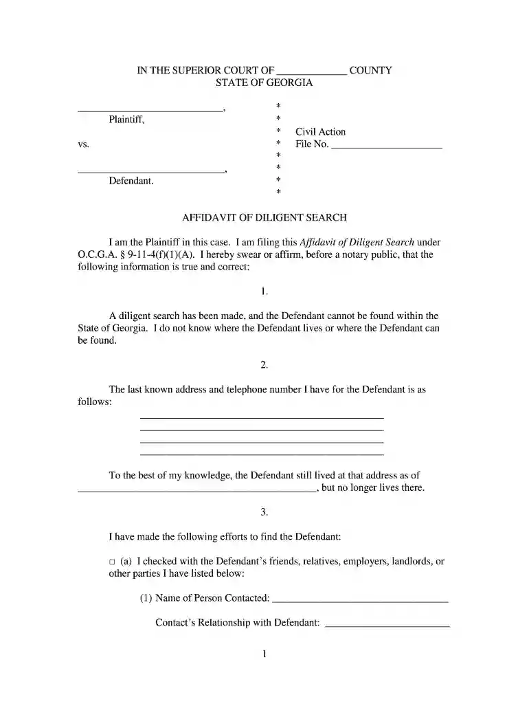 affidavit of due diligence new york Preview on Page 1