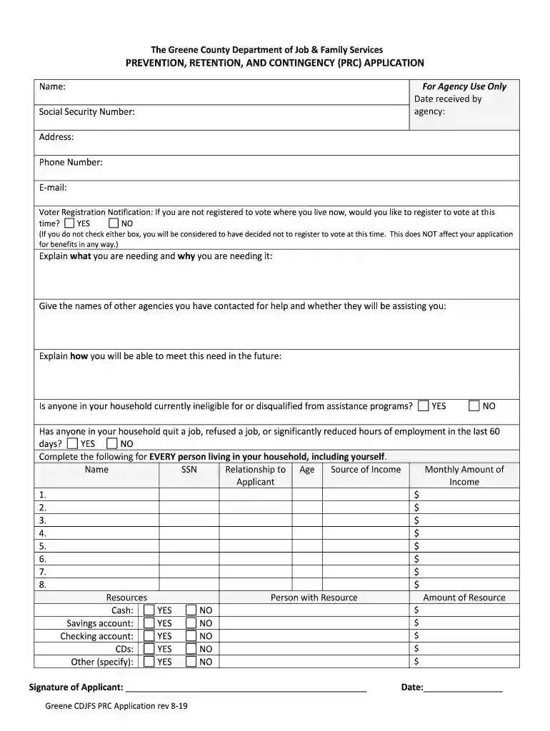 GREENE COUNTY PRC APPLICATION Preview on Page 1