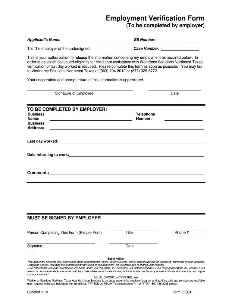 order to establish continued eligibility for child care assistance with Workforce Solutions Northeas Preview on Page 1