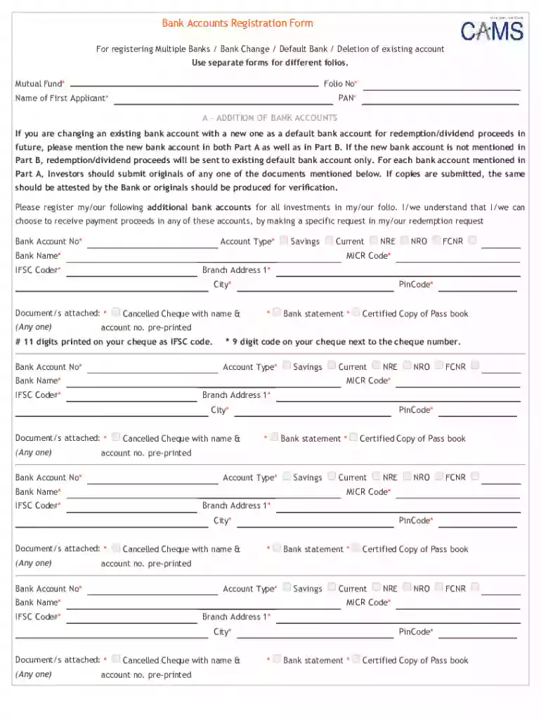 cams bank change form Preview on Page 1