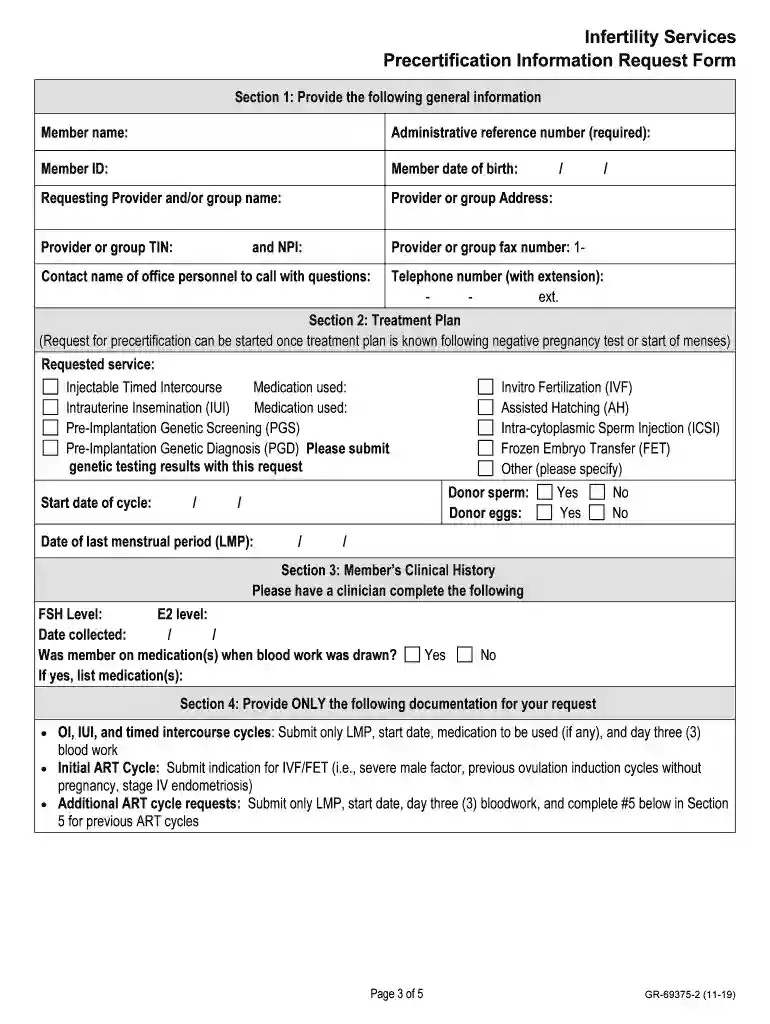 infertility-services-precertification-request-form Accessible PDF Preview on Page 1
