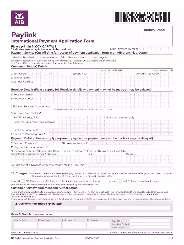 aib paylink form Preview on Page 1
