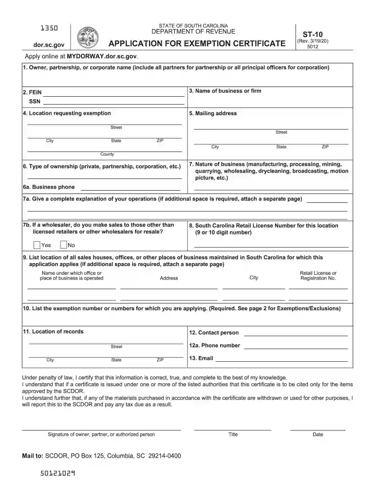 south carolina form st Preview on Page 1