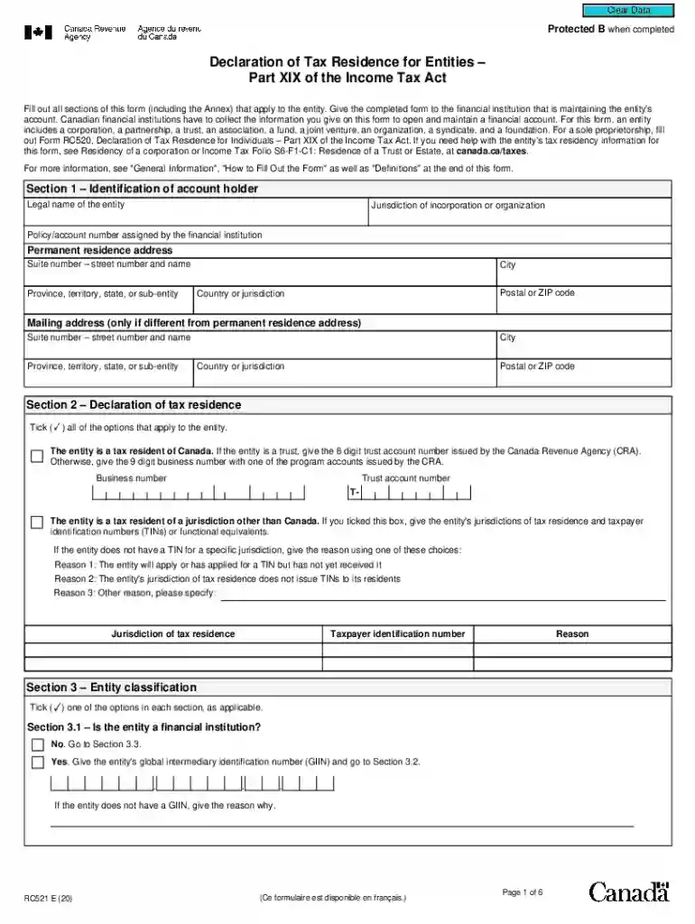 rbc declaration of tax residence for individuals online Preview on Page 1