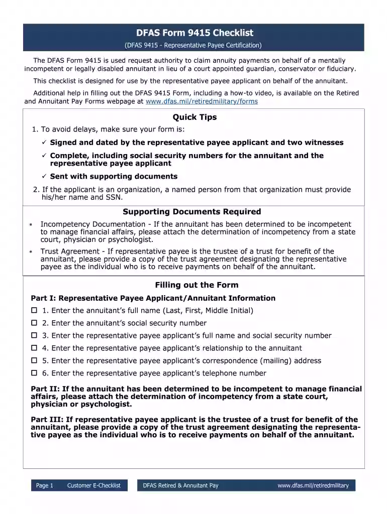 form representative payee Preview on Page 1