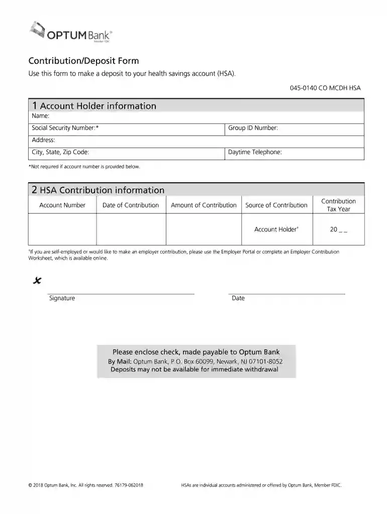 Deposit Form - Optum Preview on Page 1