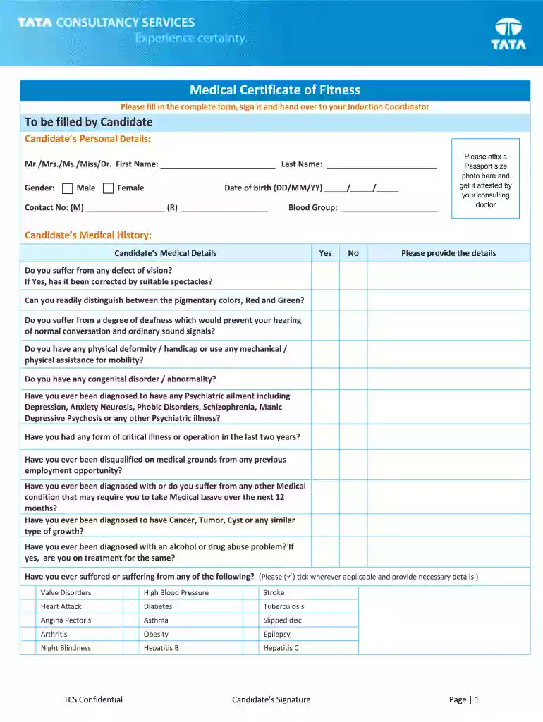 tcs medical certificate pdf download Preview on Page 1