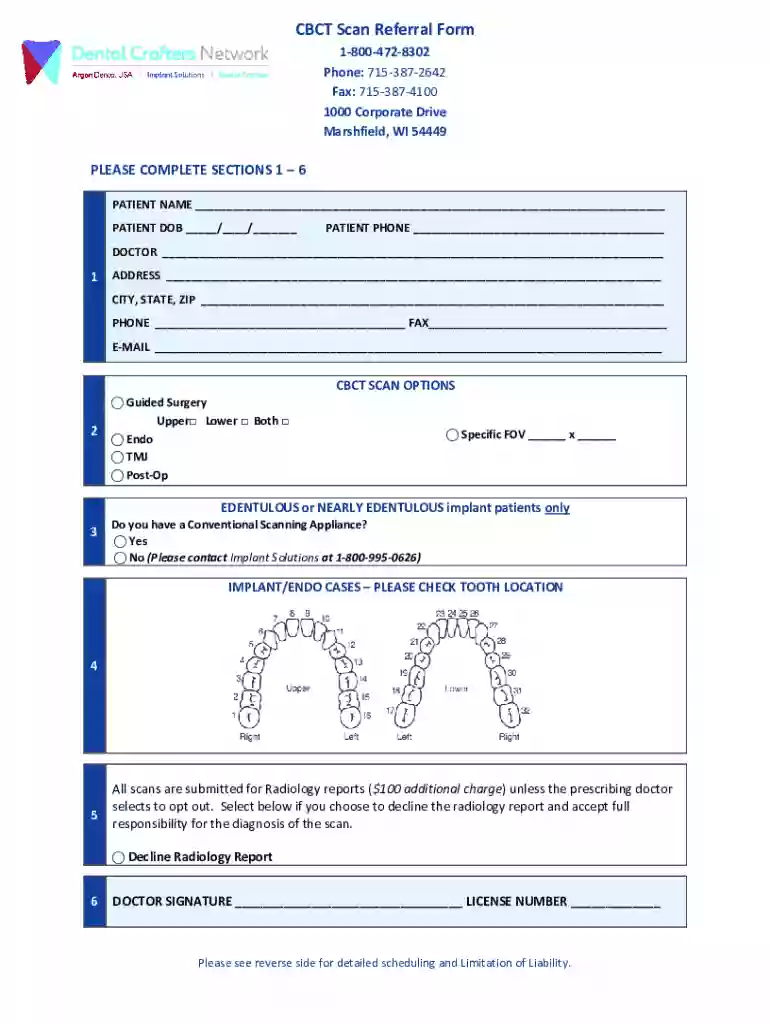 cbct referral form Preview on Page 1