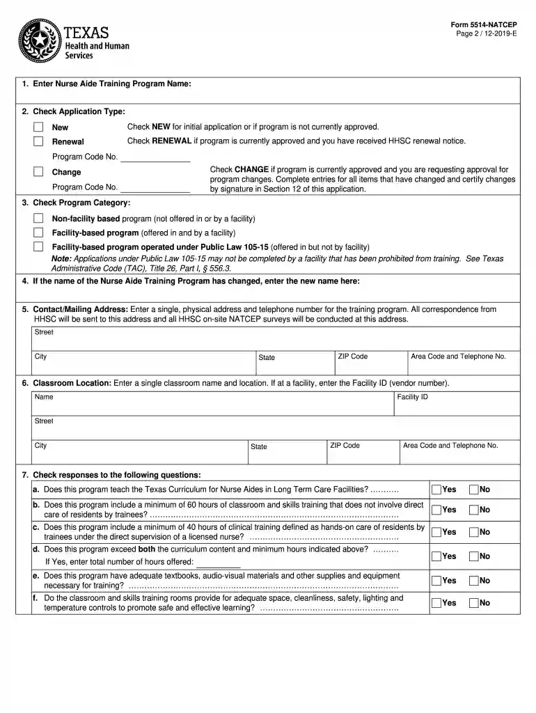 Nurse Aide Training Program Application for Nurse Aide Training and Competency Evaluation Program (N Preview on Page 1