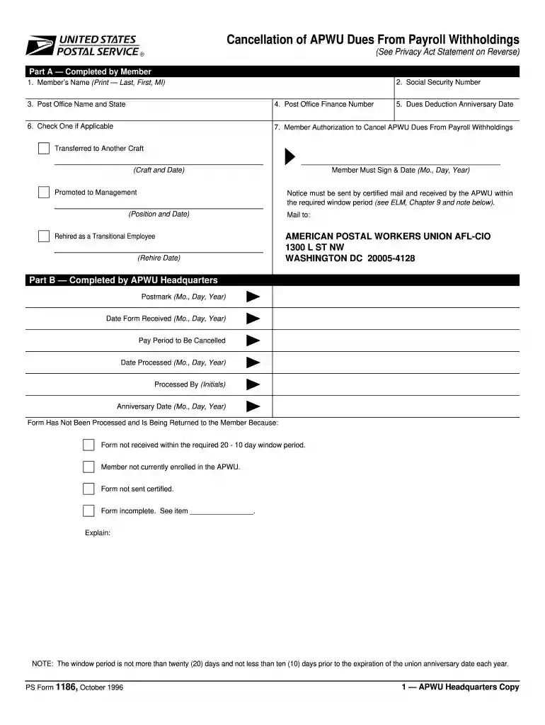 ps form 1186 Preview on Page 1