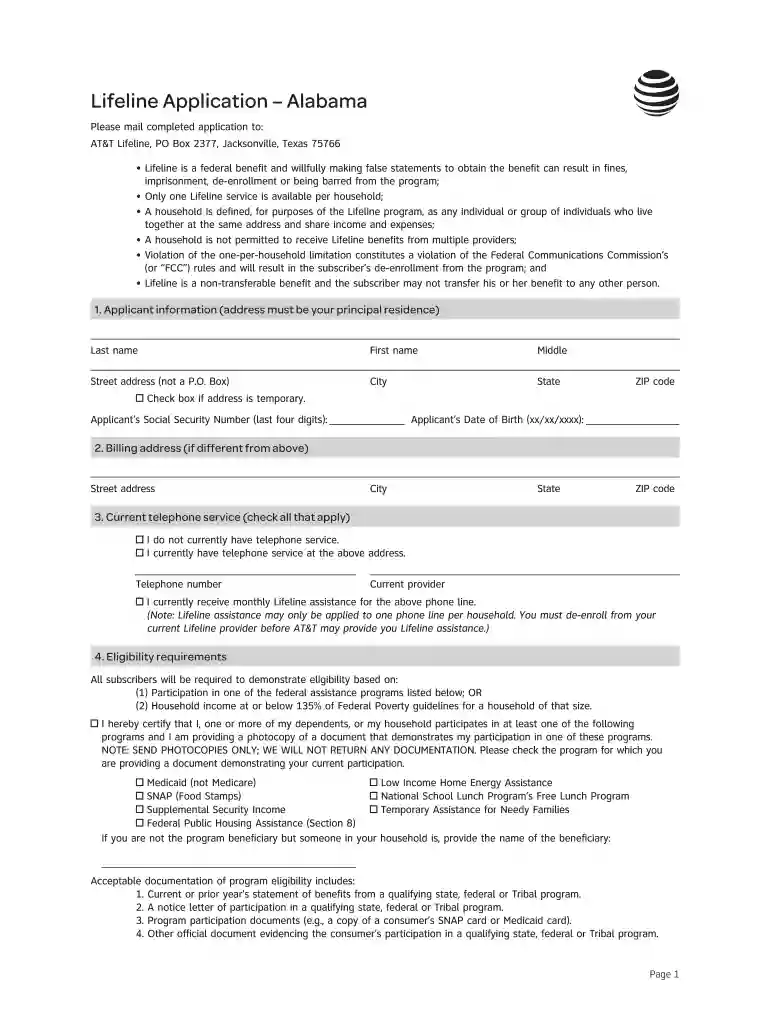 lifeline application form online Preview on Page 1