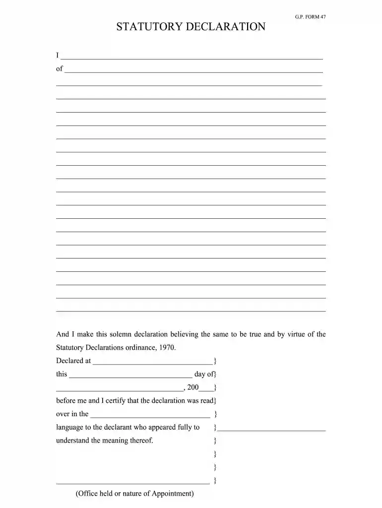 statutory declaration form fiji Preview on Page 1
