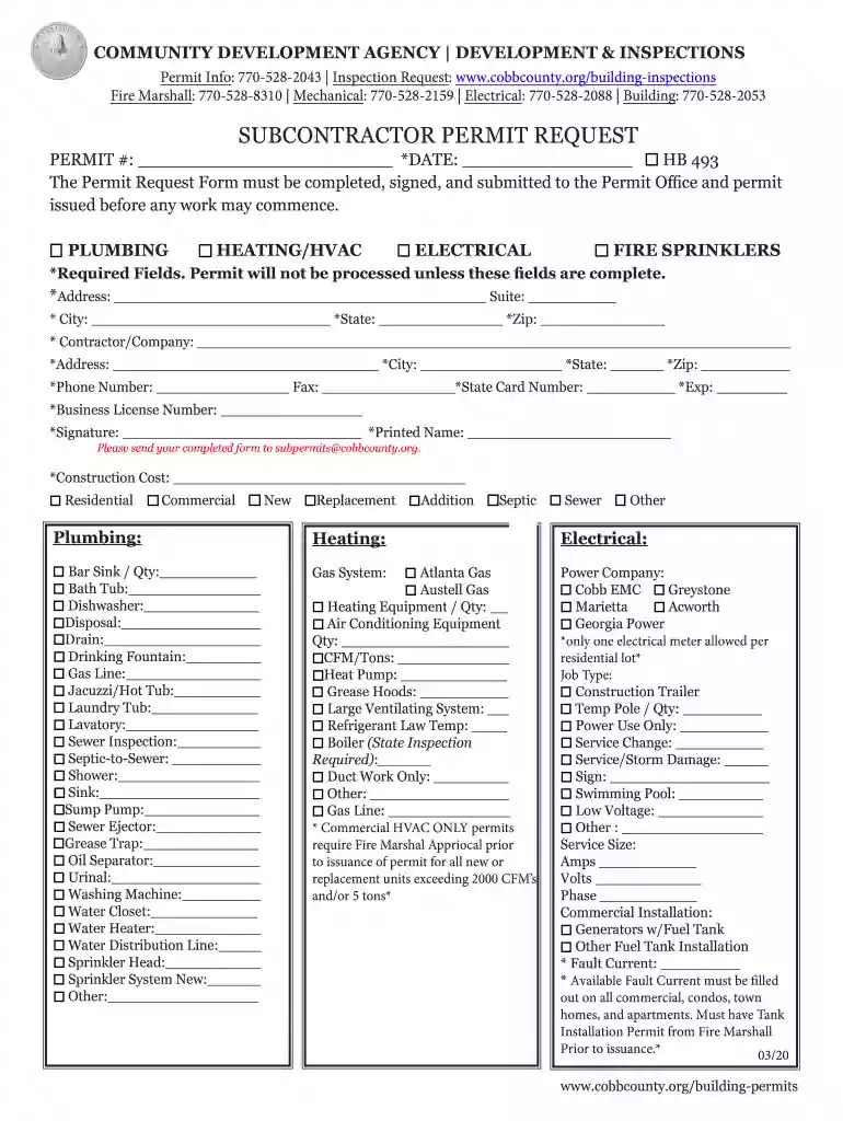 cobb county subcontractor affidavit Preview on Page 1