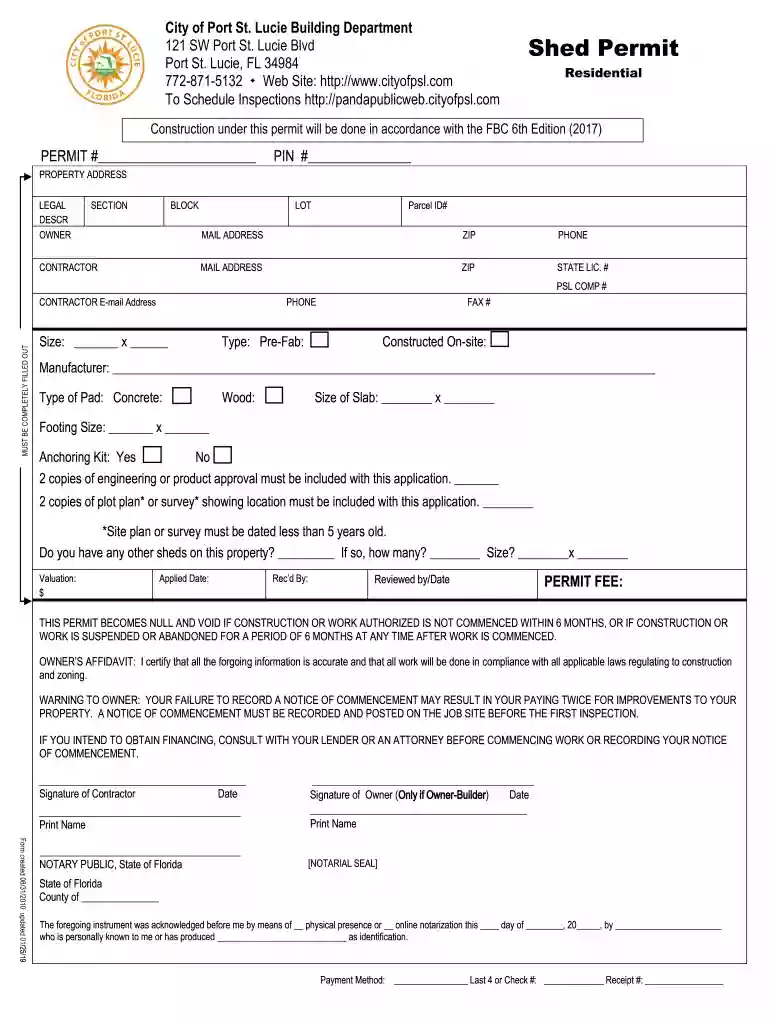 st lucie county shed permit Preview on Page 1
