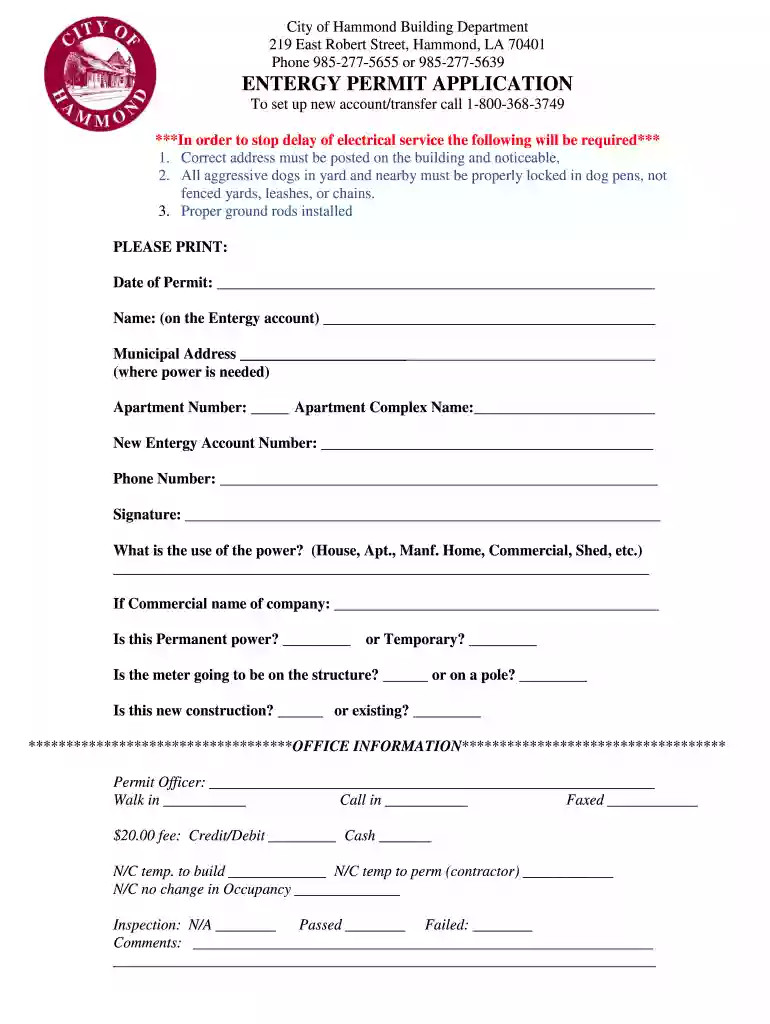 entergy permit office hammond la Preview on Page 1